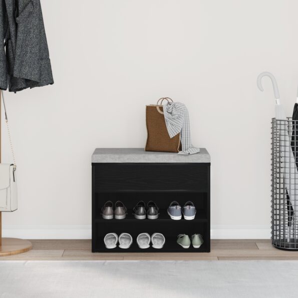 vidaXL Lavica do chodby v čiernom dubovom vzhľade 60x30x45 cm, z kompozitného dreva – Obrázok 4