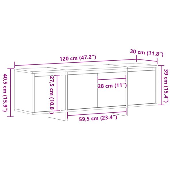 vidaXL TV skrinka čierna dub 120x30x40,5 cm z inžinierskeho dreva – Obrázok 10