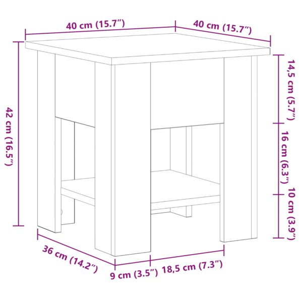 vidaXL Konferenčný stolík Čierna Dub 40x40x42 cm Kompozitné drevo – Obrázok 9