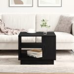 vidaXL Čierny dubový konferenčný stolík 55x55x42 cm z kompozitného dreva