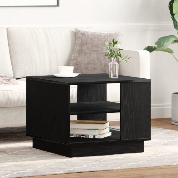 vidaXL Čierny dubový konferenčný stolík 55x55x42 cm z kompozitného dreva – Obrázok 4