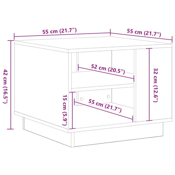 vidaXL Čierny dubový konferenčný stolík 55x55x42 cm z kompozitného dreva – Obrázok 9