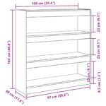 vidaXL Knižnica/Rozdeľovač Čierny dub 100x30x103cm Inžinierske drevo – Obrázok 9
