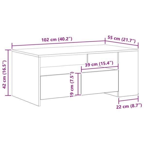 vidaXL Konferenčný stolík - Artizan Dub - 102x55x43.5 cm - Vyrobený z inžinierskeho dreva – Obrázok 10