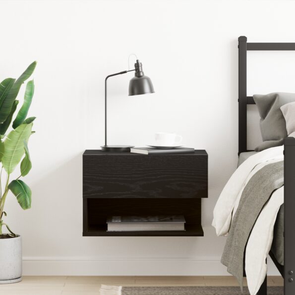 vidaXL Nástenný nočný stolík z čierneho dubového kompozitu – Obrázok 4