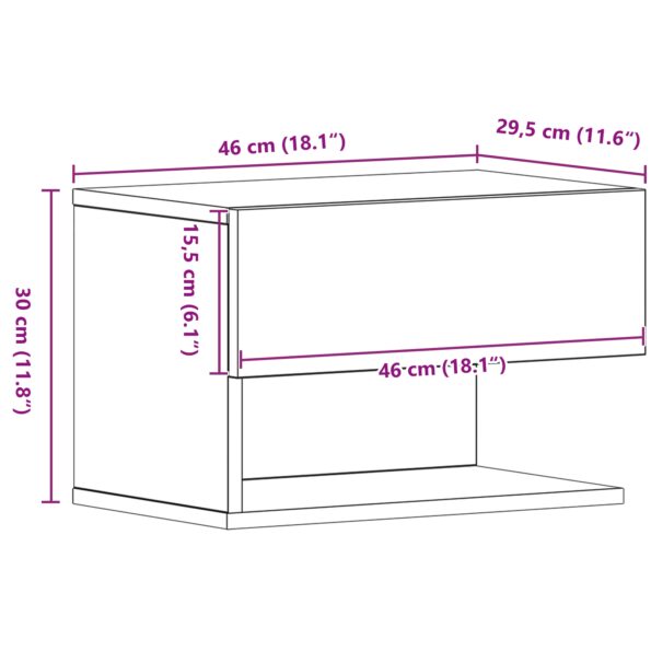 vidaXL Nástenné nočné skrinky (Súprava 2) - Čierne dubové inžinierske drevo – Obrázok 13