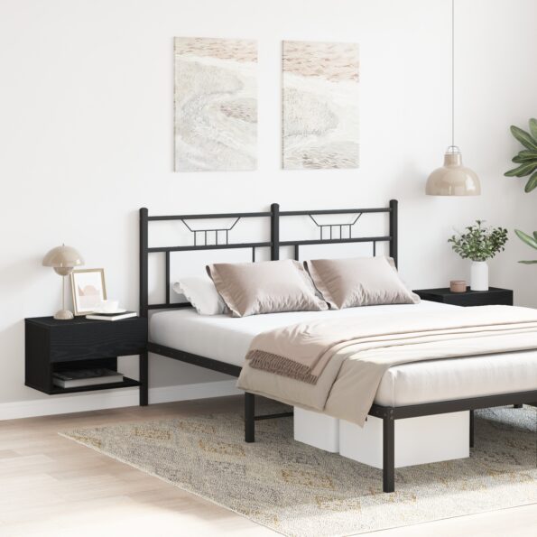 vidaXL Nástenné nočné skrinky (Súprava 2) - Čierne dubové inžinierske drevo – Obrázok 4