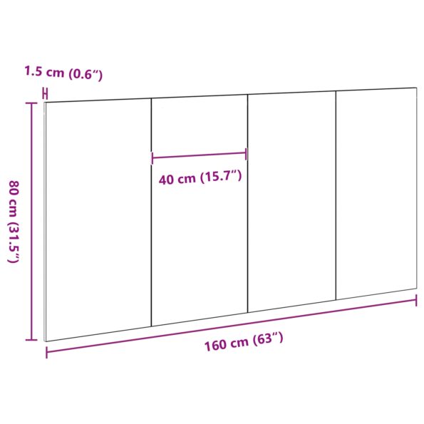 vidaXL Hlava postele Čierny Dub 160x1,5x80 cm Drevené kompozity – Obrázok 7