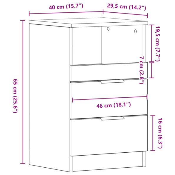 Nočný stolík vidaXL Čierny Dub 40x35x65 cm Z vyrobeného dreva – Obrázok 11