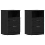 vidaXL Nočné stolíky 2 ks Čierne Dub 40x35x65 cm Kompozitné drevo – Obrázok 2