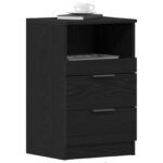 vidaXL Nočné stolíky 2 ks Čierne Dub 40x35x65 cm Kompozitné drevo – Obrázok 3