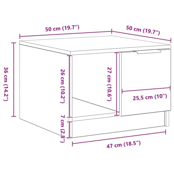 862743_10.jpg vidaXL Kávový stolík Čierna Dub 50x50x36 cm Kompozitné drevo – Obrázok 10
