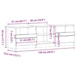 vidaXL TV Skriňa Čierna Dub 150x33,5x45 cm Konštruované Drevo – Obrázok 9