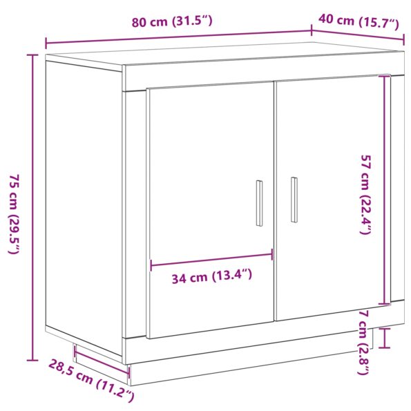 vidaXL Komoda Čierny Dub 80x40x75 cm Kompozitné drevo – Obrázok 11