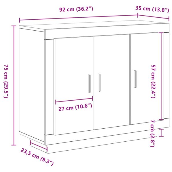 vidaXL Komoda Čierny Dub 92x35x75 cm Zložené Drevá – Obrázok 12