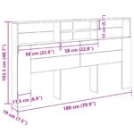 vidaXL Čelo postele skrinka s poličkou Čierny dub 180 x 19 x 103,5 cm – Obrázok 8