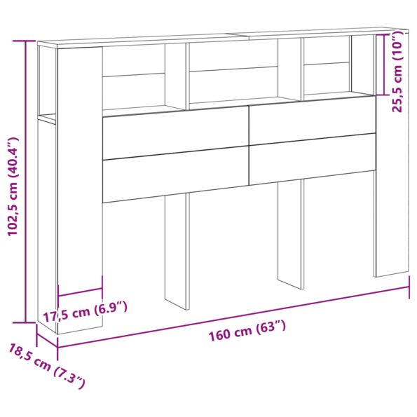 vidaXL Čierna Dubová Hlava Skriňa - 160x19x104,5 cm Vyrobené z inžinierskeho dreva – Obrázok 9
