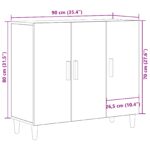 vidaXL Komoda Čierny Dub 90x34x80 cm Pevné Drevá – Obrázok 10