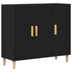 vidaXL Komoda Čierny Dub 90x34x80 cm Pevné Drevá – Obrázok 2