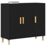 vidaXL Komoda Čierny Dub 90x34x80 cm Pevné Drevá – Obrázok 3