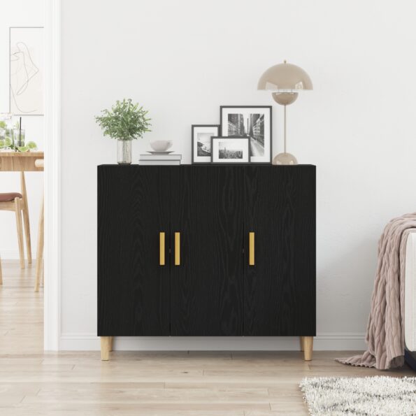 862761_4.jpg vidaXL Komoda Čierny Dub 90x34x80 cm Pevné Drevá – Obrázok 4