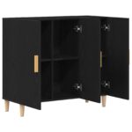 vidaXL Komoda Čierny Dub 90x34x80 cm Pevné Drevá – Obrázok 5