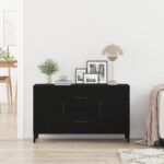 vidaXL Čierny dubový sideboard - 100 x 36 x 60 cm - Vyrobený z technického dreva – Obrázok 4