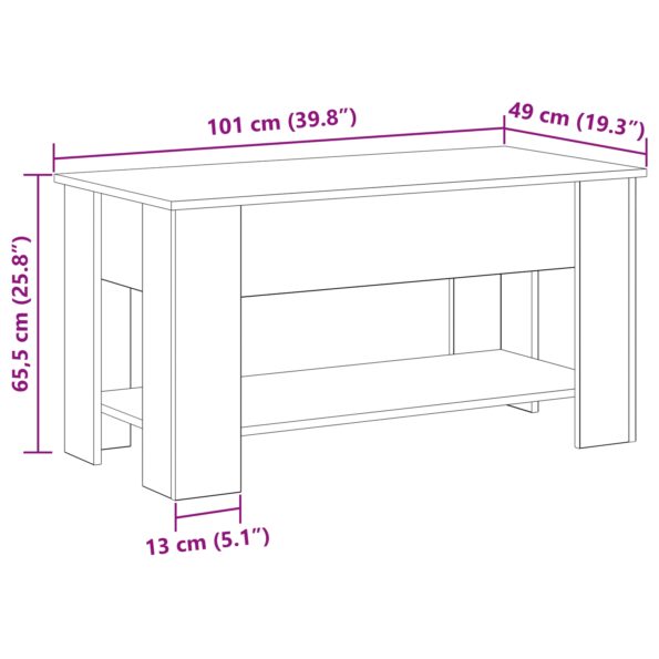 vidaXL Čierny dubový konferenčný stolík - 101x49x52 cm vyrobený z drevotriesky – Obrázok 10