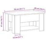 vidaXL Čierny dubový konferenčný stolík 79x49x41 cm z inžinierskeho dreva – Obrázok 10