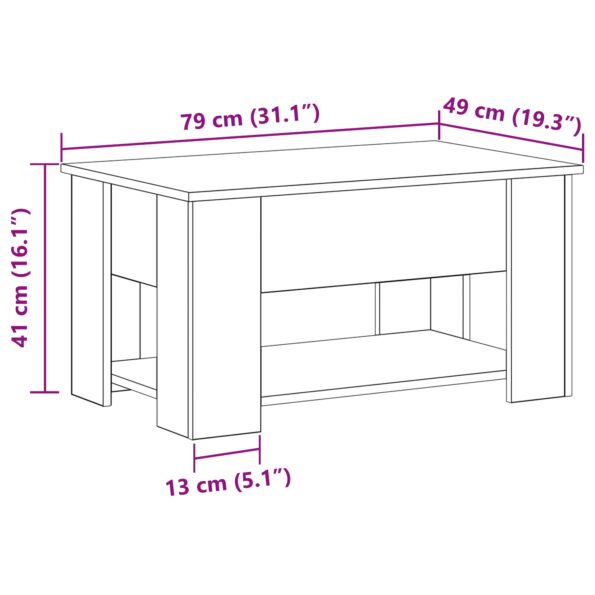 vidaXL Čierny dubový konferenčný stolík 79x49x41 cm z inžinierskeho dreva – Obrázok 10