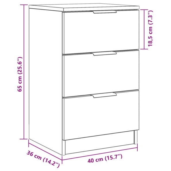 vidaXL Čierny dub Nočný stolík - 40x65x65 cm – Obrázok 11