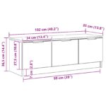vidaXL TV stolík čierny dub 102x35x36,5 cm z inžinierskeho dreva – Obrázok 12