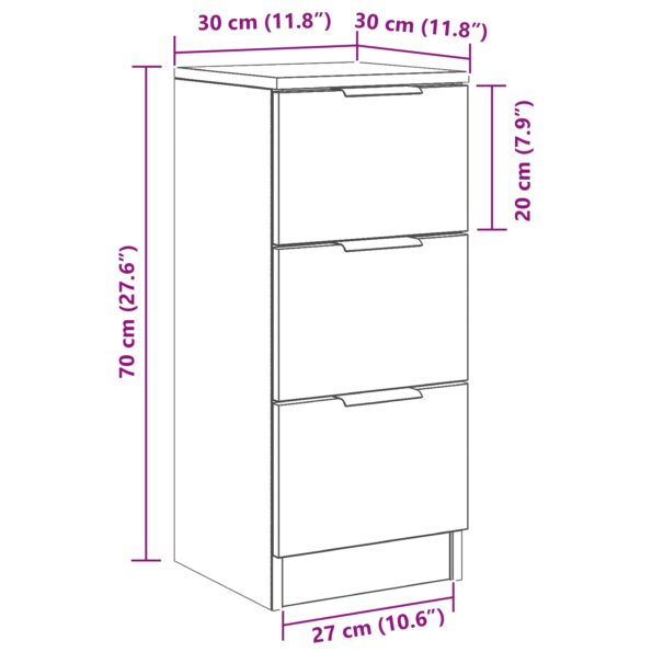vidaXL Bočné skrinky 2 ks Čierny dub 30x30x70 cm Kompozitné drevo – Obrázok 12