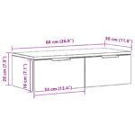 vidaXL Čierny dubový nástenný cabinet 68x30x20 cm vyrobený z vysokokvalitného dreva – Obrázok 11
