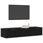 vidaXL Čierny dubový nástenný kabinet 102x30x20 cm vyrobený z kompozitného dreva – Obrázok 3