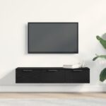 vidaXL Čierny dubový nástenný kabinet 102x30x20 cm vyrobený z kompozitného dreva – Obrázok 4