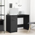 vidaXL Čierny dubový stôl - 100x50x75 cm - Vyrobený z kompozitného dreva