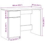 vidaXL Čierny dubový stôl - 100x50x75 cm - Vyrobený z kompozitného dreva – Obrázok 11