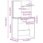 vidaXL Čierny dubový toaletný stolík so zrkadlom - 74.5 x 40 x 141 cm – Obrázok 11