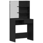 vidaXL Čierny dubový toaletný stolík so zrkadlom - 74.5 x 40 x 141 cm – Obrázok 2