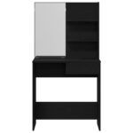 vidaXL Čierny dubový toaletný stolík so zrkadlom - 74.5 x 40 x 141 cm – Obrázok 7