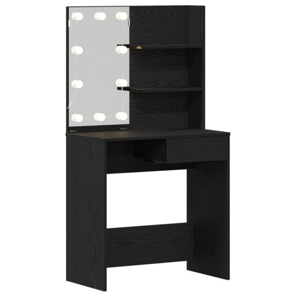 862785_2.jpg vidaXL LED toaletný stolík v čiernom dube - 74.5x40x141 cm, vyrobené z kompozitného dreva – Obrázok 2