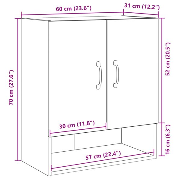 vidaXL Nástenná skrinka Čierny dub 60x30x70 cm z kompozitného dreva – Obrázok 11