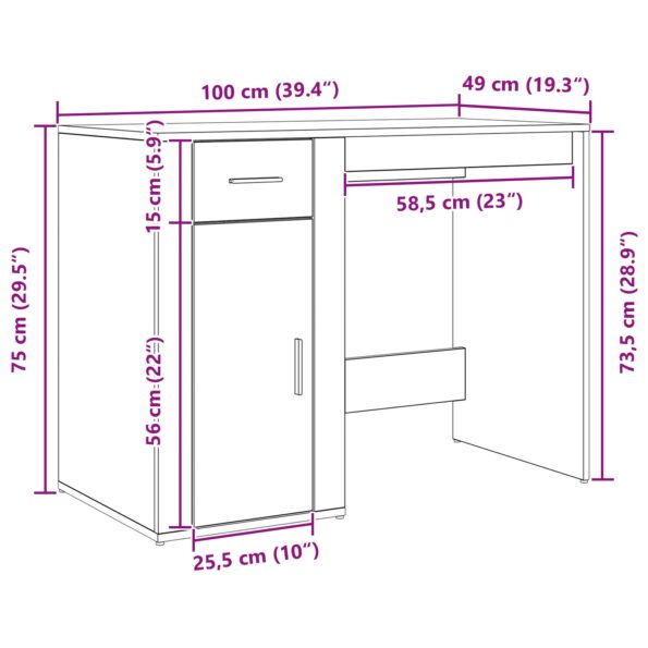 vidaXL Stôl Čierna Dub 100x49x75 cm Kompozitné drevo – Obrázok 12