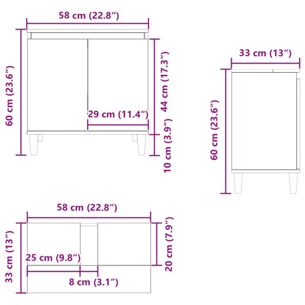 vidaXL Umývadlová skrinka Čierny dub 58x33x60 cm Drevený kompozit – Obrázok 13