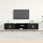 vidaXL TV skrinka čierna dub 180x31,5x40 cm z inžinierskeho dreva – Obrázok 4