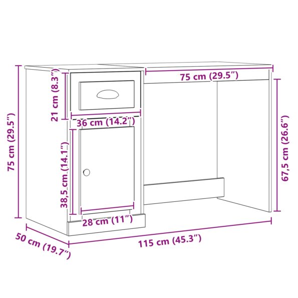 vidaXL Stôl s úložným priestorom Čierny dub 50x115x75 cm Drevotrieska – Obrázok 12