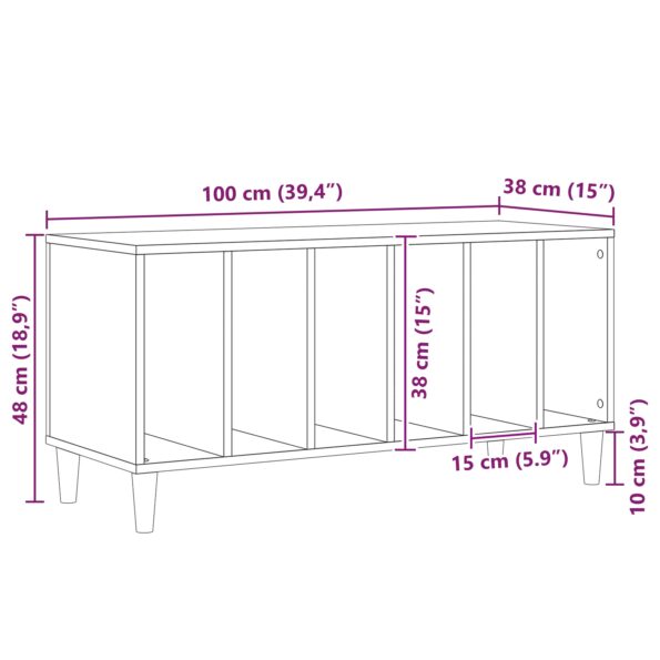vidaXL Záznamový skriňa Čierna Dub 100x38x48 cm Kompozitné drevo – Obrázok 9
