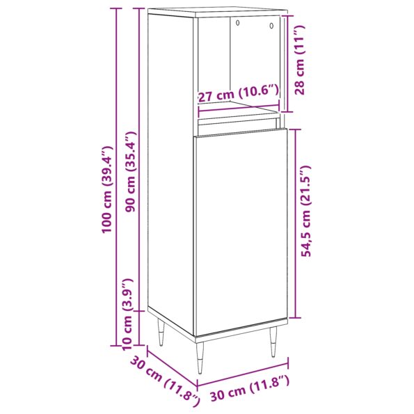 vidaXL Kúpeľňová skriňa Čierny dub 30x30x100 cm Syntetické drevo – Obrázok 11