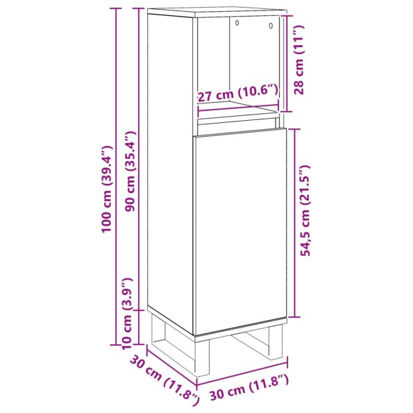 vidaXL Kúpeľňová skrinka Čierne dubové 30x30x100 cm z inžinierskeho dreva – Obrázok 11